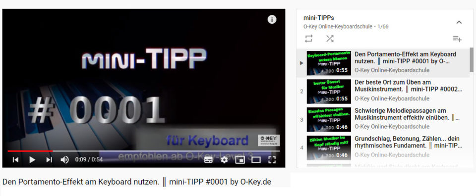 Screenshot der mini-TIPP-Playlist auf Youtube.