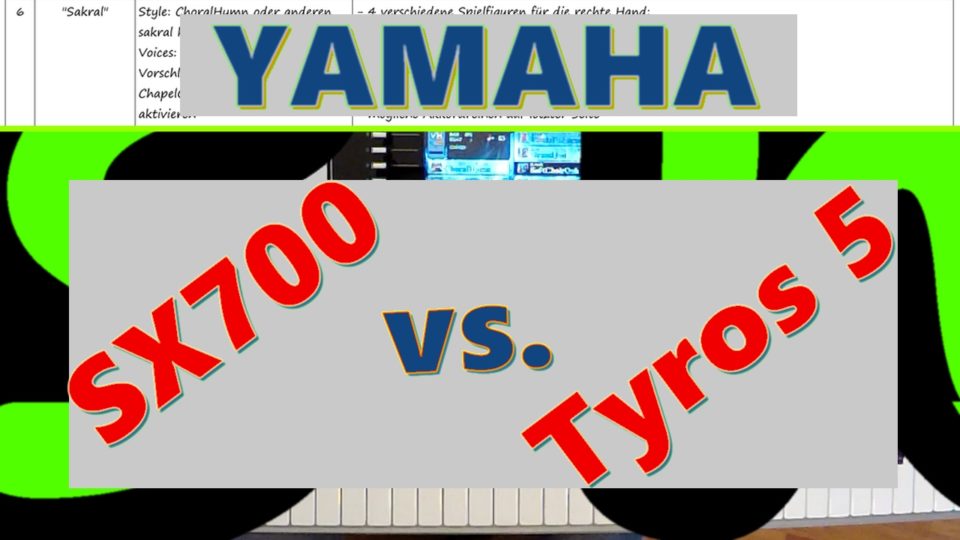Schriftzug YAMAHA Tyros 5 vs. SX700